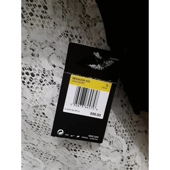 NWT Nike Sz S NESSA Black With White Swish Tank One Piece Swimsuit - Picture 4 of 11